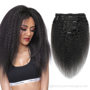 Wholesale virgin brazilian clip in extensions human hair,120g/set 8pcs kinky straight curly clip in human hair extension